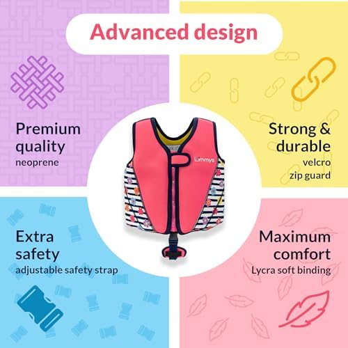 Limmys Premium Kids Swim Vest - Toddler Swim Jacket and Buoyancy Swimming Aid - Modern Design Swimming Vest for Boys, Girls and Babies - Drawstring Bag Included