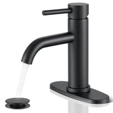 Black Bathroom Faucet, WINKEAR Single Hole Bathroom Faucet with Pop-up Drain and Flexible Hoses, Single Handle Faucet for Bathroom Sink, Vanity, RV, Modern Farmhouse, Suitable for 1 Hole or 3 Hole
