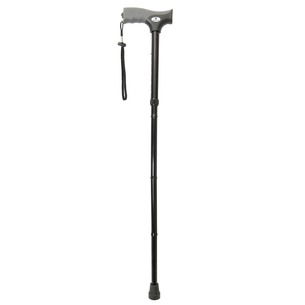FSA/HSA Eligible, Vaunn Medical Easy Grip Height Adjustable Folding Cane/Walking Stick with Strap/Pouch- Compact, Portable, and Safe Walking Assistant- Non-Slip Grip Handle- Men, Women, Elderly