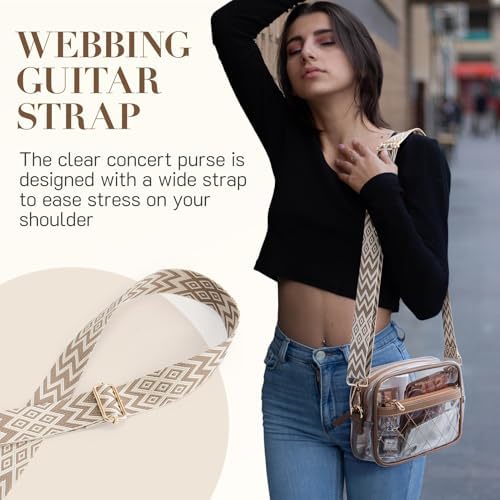 Missnine Clear Bag for Stadium Events Quilted Clear Purse for Women Stadium Approved PVC Crossbody Concert Bag