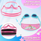 Vvinca Kids Swim Goggles for Age 2-8, Toddler-Goggles with Fabric Strap No Leak Pain-Free, Anti-Fog Goggles for Girls Boys