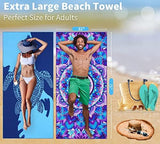 2 Pack Lightweight Thin Beach Towel Oversized 71"x32" Big Extra Large Microfiber Sand Free Towels for Adult Quick Dry Travel Camping Beach Accessories Vacation Essential Gift Blue Sea Turtle Mandala