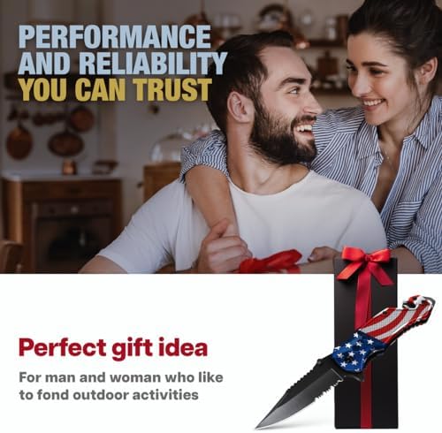 Legal Pocket Knife with American Flag - Folding Sharp Blade - Small Patriotic Knives fo EDC - United States Gifts - Best for Men Boys Teenagers - Nice Tool US - Gift Idea fo Men & Women 6680 F