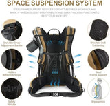 Hiking Backpack,35L Waterproof Hiking Daypack with 3L Water Bladder and Rain Cover, Lightweight Travel Camping Backpack for Men Women (Khaki)