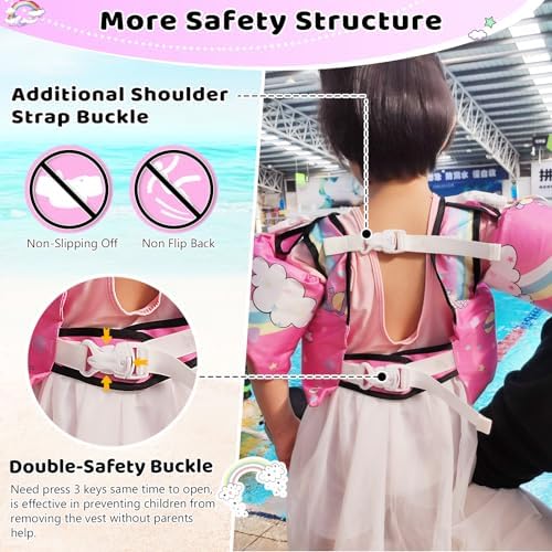 Vvinca Separable Toddler Swim Vest Fit 22-66 Lbs（1-6 Years）|2025 Newest 3 in 1 Pool Float & Arm Bands Boys and Girls, Adjustable Sturdy Safety for Infant 1 2 3 4 5 6 Year
