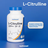 Nutricost L-Citrulline 2500mg Per Serving, 60 Servings, 1250mg Per Tablet, 120 Tabs - Non-GMO and Gluten Free Supplement