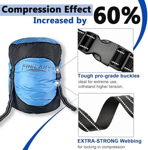 Frelaxy Compression Sack, 40% More Storage! 11L/18L/30L/45L/52L Compression Stuff Sack, Water-Resistant & Ultralight Sleeping Bag Stuff Sack - Space Saving Gear for Camping, Hiking