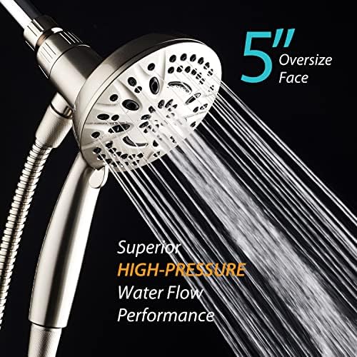 AquaDance New Magnetic Guidance Docking System - High-Pressure 8-setting Handheld Shower Head with Giant 5 inch Face, Magnetic Bracket, Extra-long 72 inch Stainless Steel Hose/All Nickel Finish