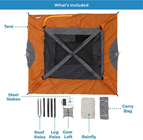 CORE Tent for Family Camping | 4 Person & 6 Person Portable Camp Tent with Carry Bag for Outdoor Car Camping | Included Gear Loft Organizer for Camp Accessories