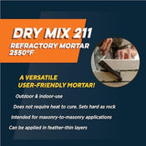 Rutland Dry Mix Refractory Mortar, Masonry & Fire Brick Cement, No Heat Cure Required, Dark Gray, 2550F, 2.5 lb Tub