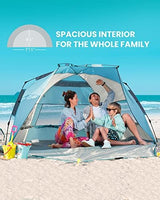 OutdoorMaster Beach Tent for 3-4 Person - Easy Setup and Portable Beach Shade Sun Shelter Canopy with UPF 50+ UV Protection Removable Skylight Family Size