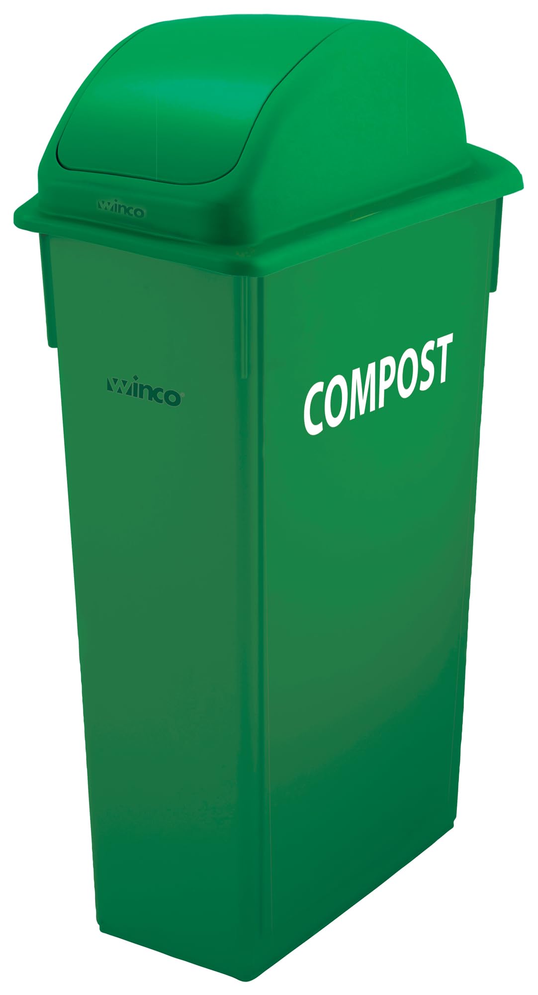 Winco Slim Commercial Trash Can/Waste Container, 23 Gallon Compost, Green