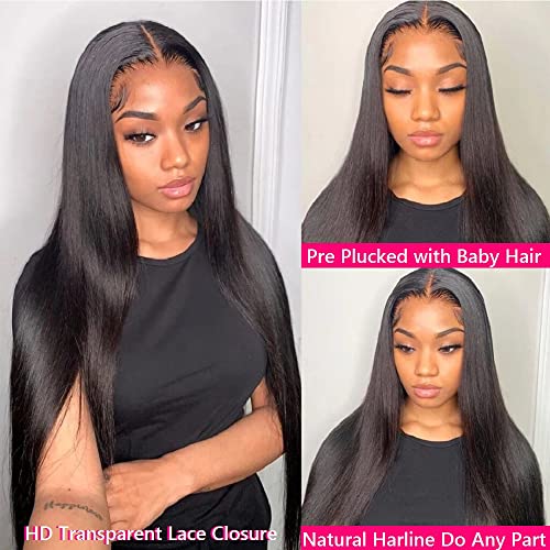 10A Brazilian Straight Human Hair 3 Bundles with Closure 16 18 20+14 Inch 100% Unprocessed Straight Virgin Hair Weave Bundles Human Hair with 4x4 HD Lace Closure