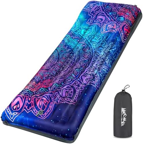 Camping Sleeping Pad Extra Thick 5 Inch Inflatable Camping Pad with Pillow Sleeping Mat Built-in Foot Pump Portable Lightweight Camping Air Mattress for Backpacking Hiking Tent