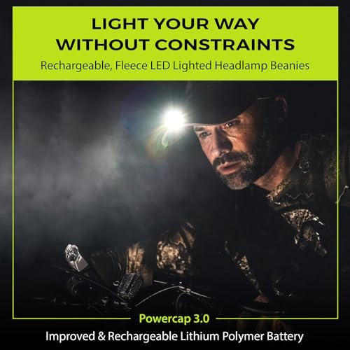LED Hat Light - POWERCAP Baseball Cap with Light Built in - LED Cap Visor Light with Bright Headlight and IPX4 Rating