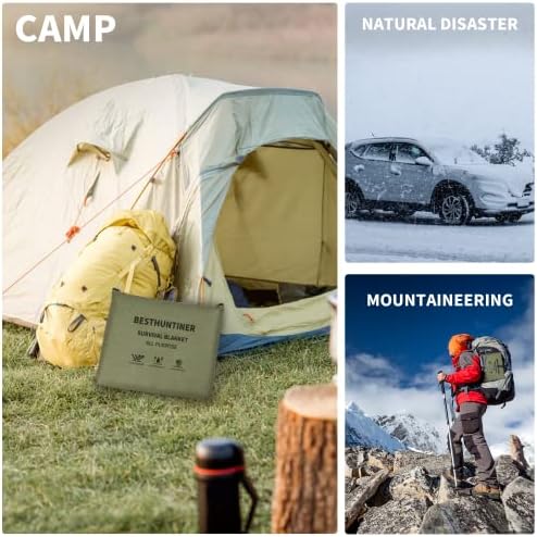 Heavy Duty Survival Blanket -Multifunctional Reflective Tarp Thermal Blanket - 60" x 83" Waterproof Sandproof for Camping Hiking Outdoors Multifunctional Emergency Blanket…