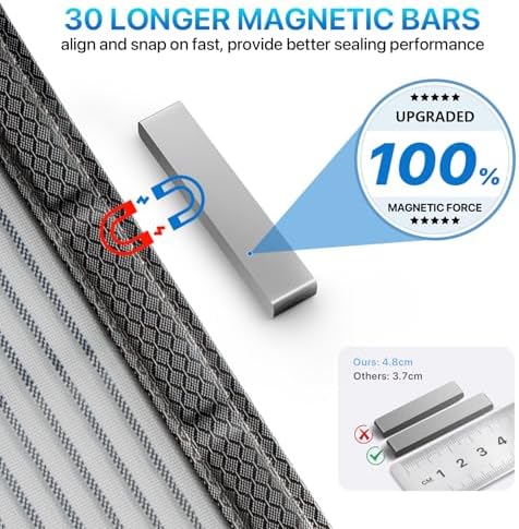Heavy Duty Door Screen Magnetic Closure, LOVIGA 2024 Thickened Fiberglass Screen Door Mesh, Self Sealing, Side Opened, Pets Friendly, Fine Mesh Keep Bugs Out Fit Door Size 70 Inch X 80 Inch