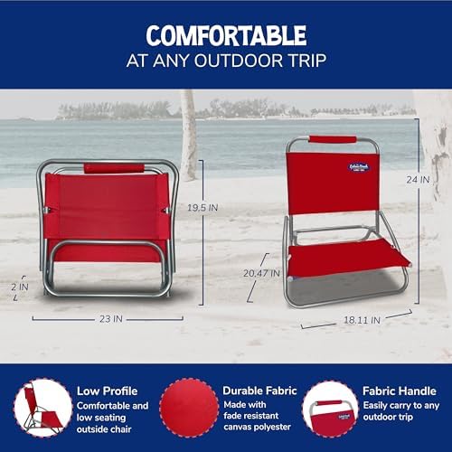 Cabana Beach Folding Beach Chair, 1 Position Lightweight and Portable Foldable Outdoor Camping Chair