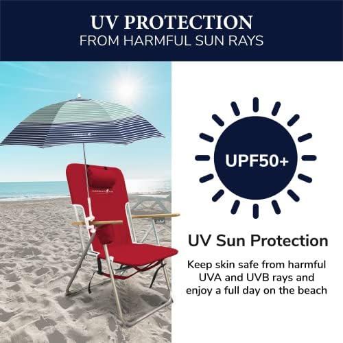 Caribbean Joe Beach Umbrella for Chair, Adjustable and Universal Clamp On Beach Umbrella with UV Protection, 48 Inch Arc