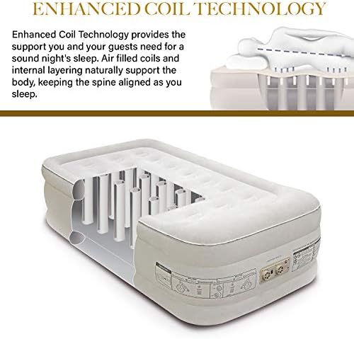 King Koil Plush Pillow Top Twin Air Mattress with Built-in High-Speed Pump for Camping, Home & Guests - 20” Twin Size Airbed Luxury Inflatable Blow Up Mattress, Waterproof, 1-Year Warranty