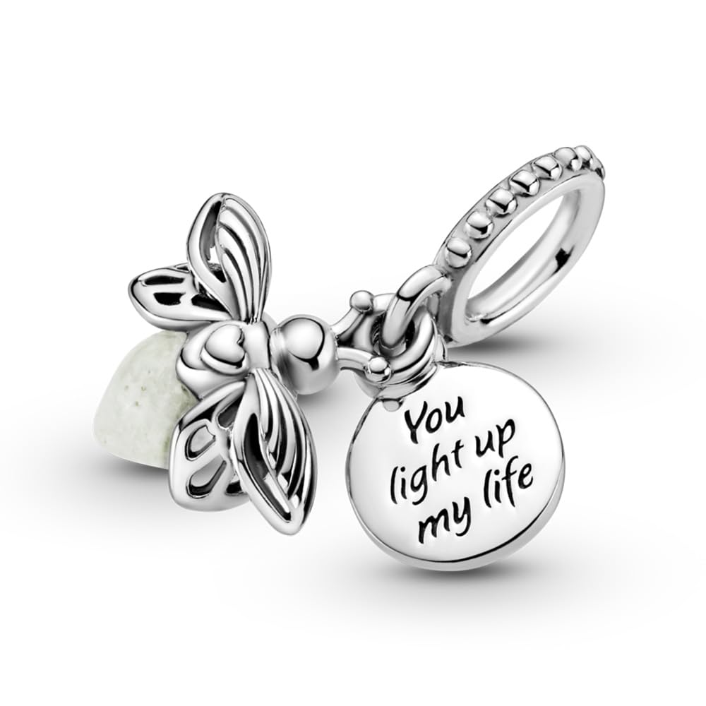 Pandora Glow-in-the-Dark Firefly Dangle Charm - Compatible Moments Bracelets - Jewelry for Women - Gift for Women - Made with Sterling Silver