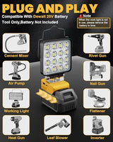 LIVOWALNY Cordless LED Work Light for Dewalt 20v Battery, 70W 7000LM Flashlight, Portable LED Flood Battery Light with USB A & USB C Charging Output Port for Emergency, Outdoors and Job Site Lighting