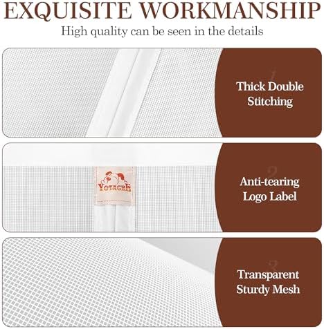 Yotache White Mesh Door Screen with Magnets Fit Doors 36 x 83, Screen Size 38" x 84" with Full Frame Hook&Loop Strip and Special Windproof Hasp Design