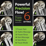 AquaDance High Pressure 6-Setting Full Brushed Nickel Handheld Shower Head with Stainless Steel Hose. Officially Independently Tested to Meet Strict US Quality & Performance Standards!