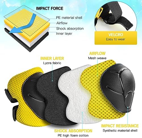 Kids Protective Gear Set Knee Pads for Kids 3-14 Years Toddler Knee and Elbow Pads with Wrist Guards 3 in 1 for Skating Cycling Bike Rollerblading Scooter