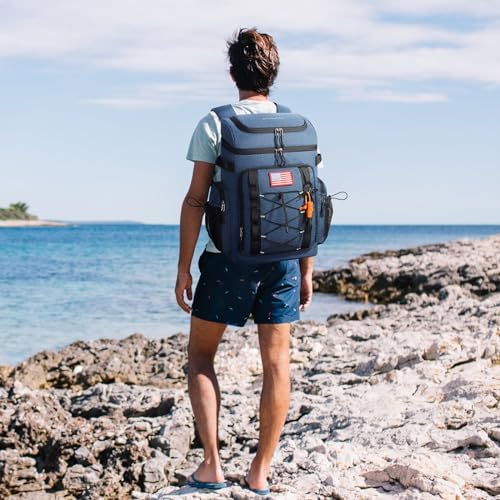 Maelstrom Backpack Cooler,Soft Lightweight Leakproof Cooler Backpack,50 Can Insulated Cooler Bag,Keeps 50 Cans Hot/Cold for Up to 16 Hours,Waterproof Lunch Backpack for Men Women-Blue