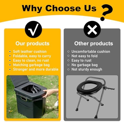 Portable Toilet with Pop Up Privacy Tent,XL Large Portable Toilet for Adults, Outdoor Camping Shower Tents Changing Room Emergency Folding Toilet Tent Kit with Carry Bag for Camping/Hiking