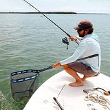PLUSINNO Floating Fishing Net for Steelhead, Salmon, Fly, Kayak, Catfish, Bass, Trout Fishing, Rubber Coated Landing Net for Easy Catch & Release, Compact & Foldable for Easy Transportation & Storage