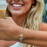 Love You This Much Sentimental Niece Gift from Aunt | 18k Gold Sunflower Bracelet | Meaningful Present for Niece | Christmas Gift Ideas for Aunt (Sunflower Bracelet)