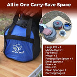 Bulin 24/13/11/8/4 PCS Camping Cookware Mess Kit Lightweight Backpacking Cooking Set Outdoor Cook Gear for Family Hiking, Picnic(Kettle, Pot, Frying Pan, Bowls, Plates, Spoon)