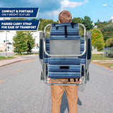 Backpack Beach Chair Aluminum 2 Pack with Folding Camping Table 5-Position Lay Flat Lounge Chair Outdoor for Adults with Insulated Cooler Bag and Cup Holder