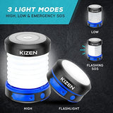 Kizen Solar Camping Lantern Rechargeable - LED Lanterns for Power Outages, Camping Lights, Emergency Flashlight - Collapsible & Rechargeable Lamp with Solar or Plug