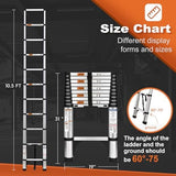 Soctone Telescoping Ladder, 10.5 FT Button Retraction Aluminum Extension Ladder with 2 Triangle Stabilizers, Multi-Purpose Ladder with Slow Down Design, 330lbs Max Capacity for House Daily Life