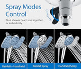 2-in-1 Shower Heads with Handheld Spray Combo: 10” Rainfall Shower Head & Hand Held Shower Head, 10 Spray Settings Detachable Shower Head with ON/OFF Switch and 15-Stage Filter
