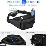 NOOLA Fanny Pack Waist Bag for Men Women, Lightweight Waist Pack with Water Bottle Holder, Adjustable Belt Bag with Multi-Pockets for Hiking, Dog Walking, Outdoor, Cycling, Running, Travel, Black
