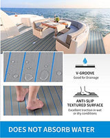OCEANBROAD EVA Foam Boat Flooring with 3M Adhesive Backing Marine Self-Adhesive Decking 96''x45.6''/36''/28.8''/16.8'', 48''x16.8'' Faux Teak Sheet for Jon Boats Swim Platform Helm Pad RV Floor