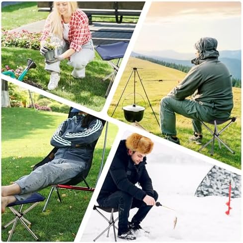 Camping Stool,Small Folding Chair,13.8" Lightweight Folding Stool Compact Backpacking Stool with Carry Bag