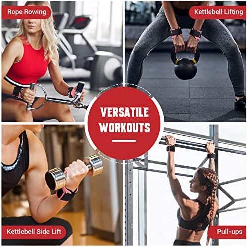 Weight Lifting Wrist Strap, Double Layer Leather Wrist Strap for Deadlift and Powerlifting, Adjustable Neoprene Padded Gym Workout Lifting Hooks (Pair)