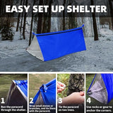 Frelaxy Extra-Thick Survival Tent and Emergency Sleeping Bag, Emergency Shelter Survival Bivy Set with Whistles, Paracord, Storage Pouches, and EVA Case, Perfect for Survival Kits