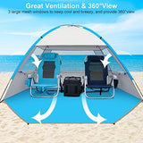 Gorich Beach Tent Sun Shelter for 3/4-5/6-7/8-10 Person with UPF 50＋ UV Protection, Lightweight & Easy Setup Beach Shade Canopy, Portable Beach Shade Tent Beach Cabana