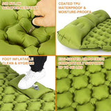 Double Sleeping Pad, Ultralight 4" Extra-Thick Self Inflating Sleeping Mat for 2 Person with Pillow Built-in Foot Pump Portable Camping Mat for Backpacking, Hiking, Traveling, Tent, Camping