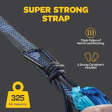 Durable Hammock 400 lb Capacity, Nylon Camping Hammock Chair - Double or Single Sizes w/Tree Straps and Attached Carry Bag - Portable for Travel/Backpacking/Beach/Backyard (Medium, Yellow & Blue)