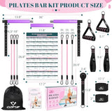 Pilates Bar Kit with Resistance Bands, Multifunctional Yoga Pilates Bar with Heavy-Duty Metal Adjustment Buckle, Portable Home Gym Pilates Resistance Bar Kit for Women Full Body Workouts