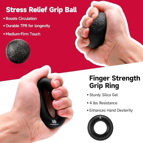 FitBeast Grip Strengthener Forearm Strengthener Hand Grips Strengthener Kit - 5 Pack Adjustable Resistance