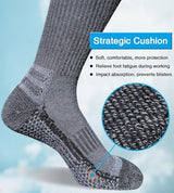 Men's Crew Work Boot Socks Thick Cushioned Moisture Wicking Hiking Sock 4 Pairs