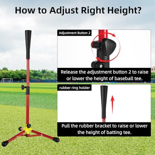 Kids Baseball Tee, 20.87 to 31.29 Inches Batting Tees for Baseball with Carry Bag, Portable Stable Baseball Tees for Hitting, Tripod Tanner Tee for Baseball Practice Stand Aged 3-8 Years